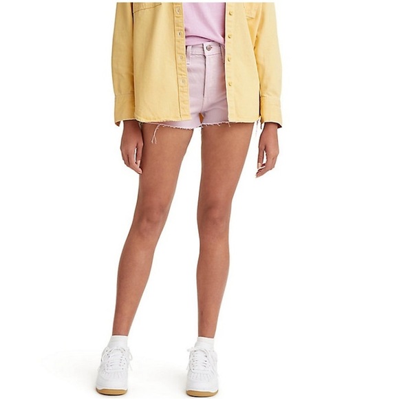 Levi’s 501 Shorts High Rise Cutoffs Denim 100% Cotton Washed Lilac Size 32 - Picture 2 of 15